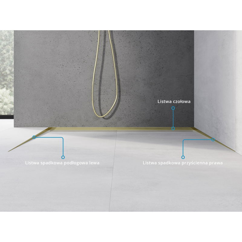 Mexen Line-B ъглова подова лайсна 120 см лява, златна - 185001120L