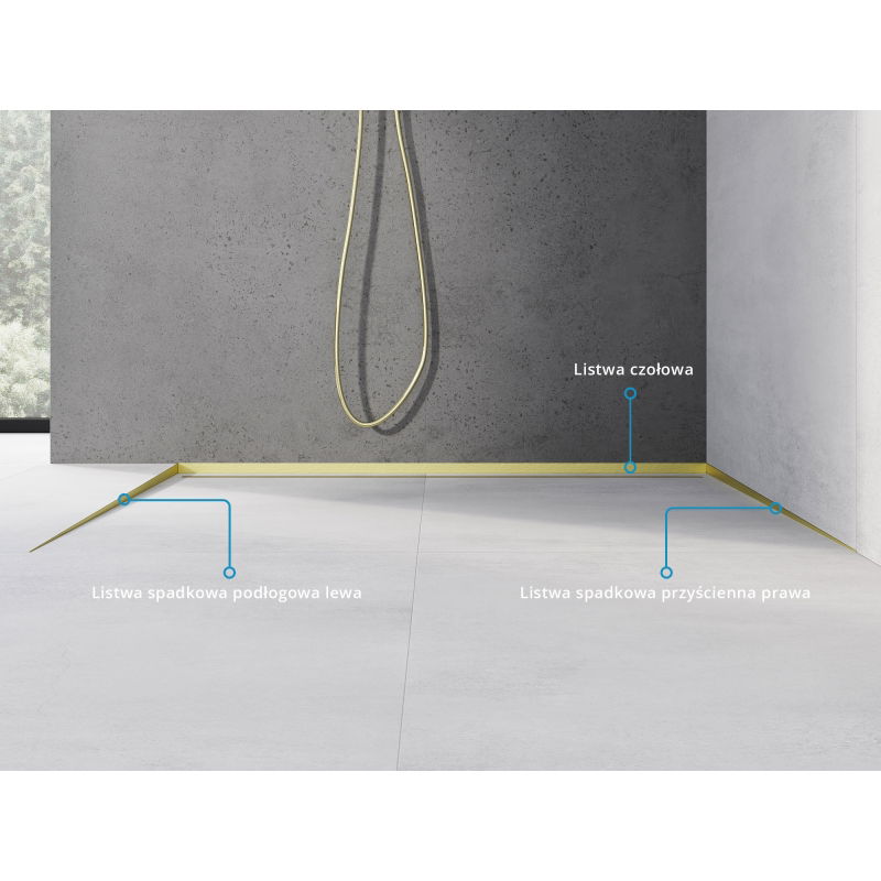 Mexen Line-B подова наклонена лайсна 120 см лява, златиста четкована - 185501120L