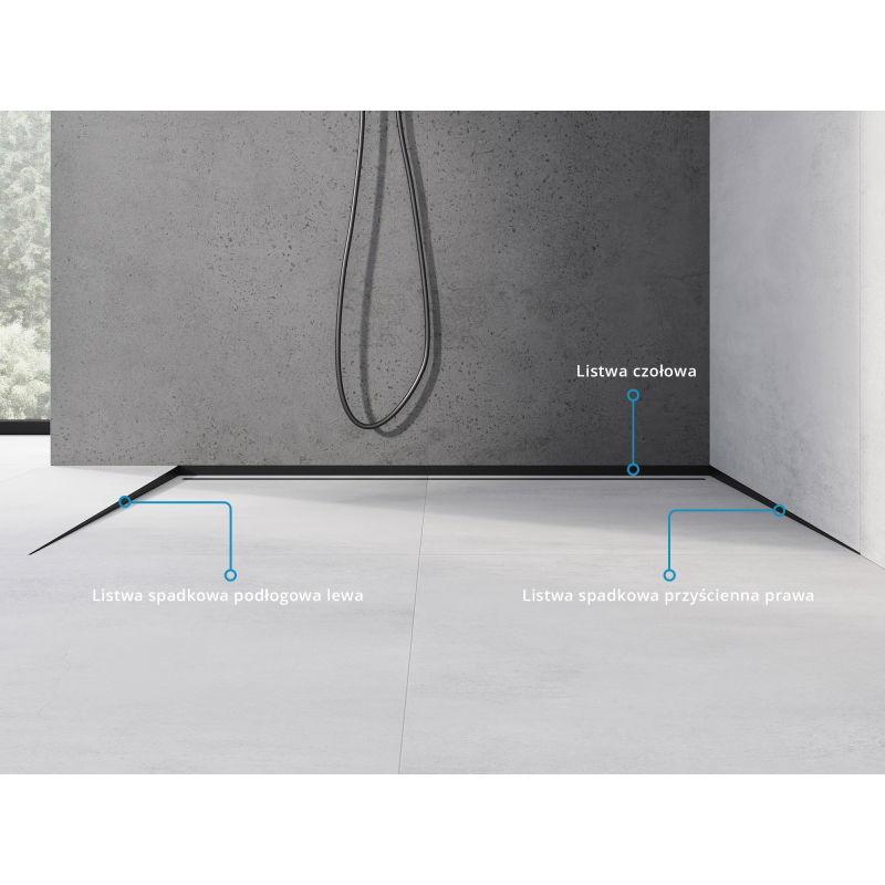 Mexen Line-B подова наклонена лайсна 120 см лява, черна - 187001120L