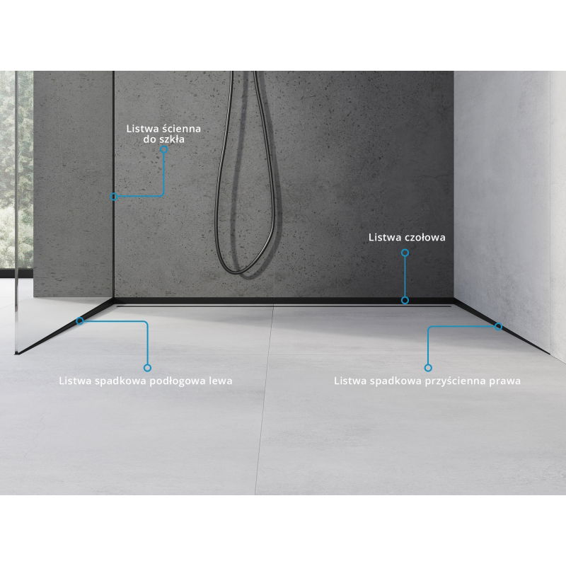 Mexen Line-B прав корниз за стена 120 см, черен - 187002120R