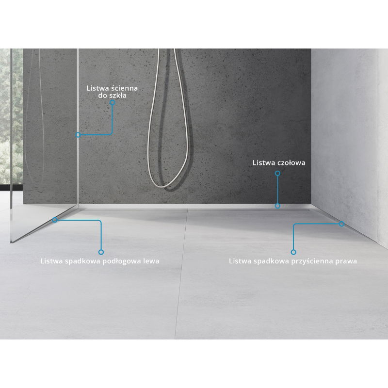 Mexen Line-B стенен профил 180 см десен, инокс - 181002180R