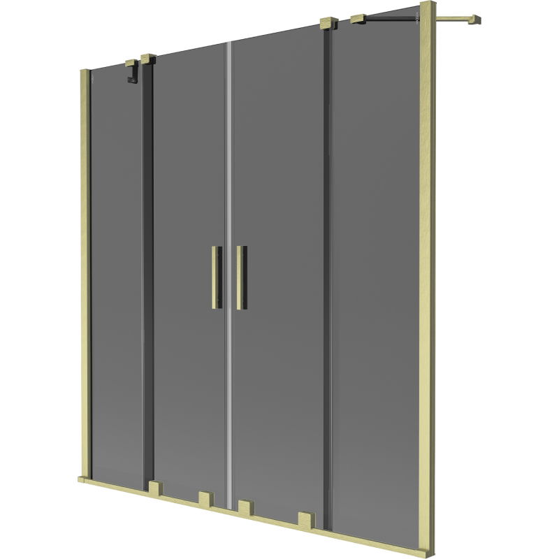 Mexen Velar Duo параван за вана, плъзгащ се, 2-крилен, 140 x 150 см, графит, златен четкан - 896-140-000-42-55