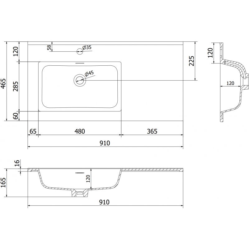 Mexen Otis мивка за вграждане в плот лява 91 x 46,5 cm, бяла мат - 25189001L