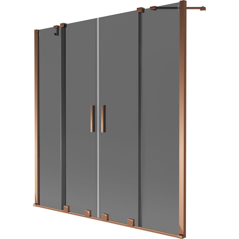 Mexen Velar Duo преграда за вана, плъзгаща се, 2-крила, 160 x 150 см, графит, розово злато - 896-160-000-42-60