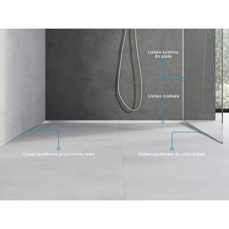 Mexen Line-B предна корниз за душ кабина 130 см, инокс - 181003130U