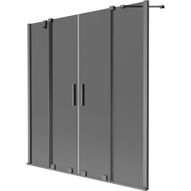 Mexen Velar Duo двукрила вана, плъзгаща 160 x 150 см, графит, четка сиво - 896-160-000-42-66