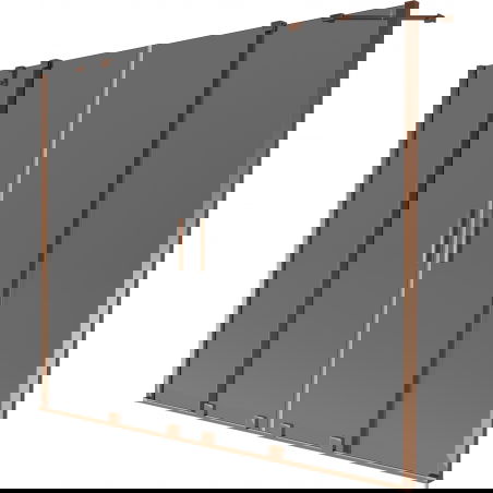 Mexen Velar Duo параван за вана, 2-крилен плъзгащ се, 200 x 150 см, графит, розово злато - 896-200-000-42-60