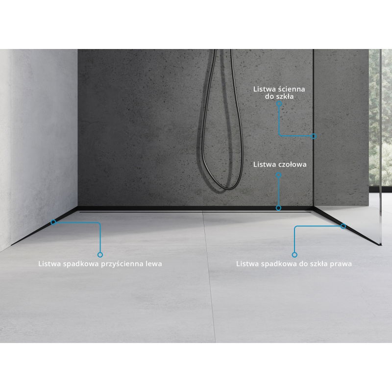Mexen Line-B линеен профил за стъкло 120 см дясна, черна - 187004120R