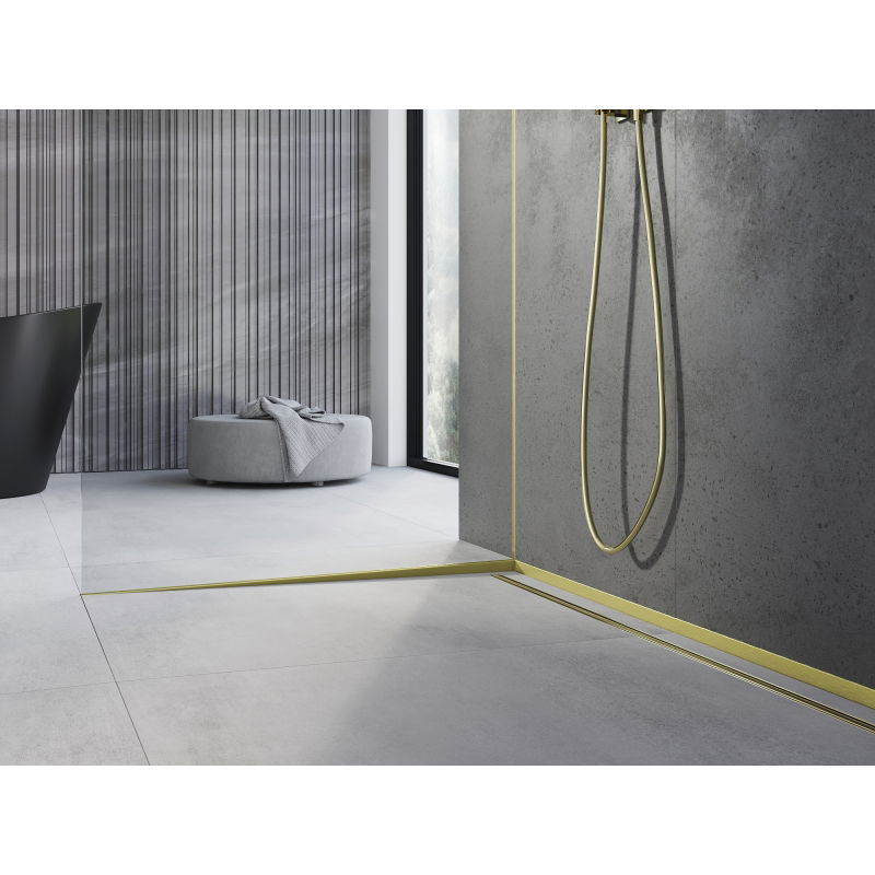 Mexen Line-B наклонен профил за стъкло 120 см лява, златна четка - 185504120L