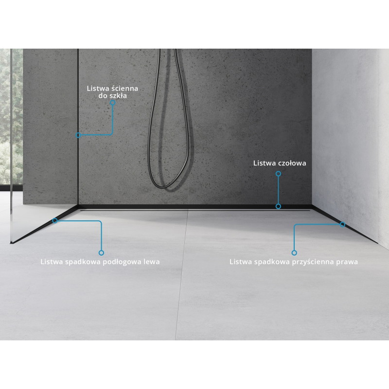Mexen Line-B наклонена лайсна за стъкло 120 см лява, черна - 187004120L