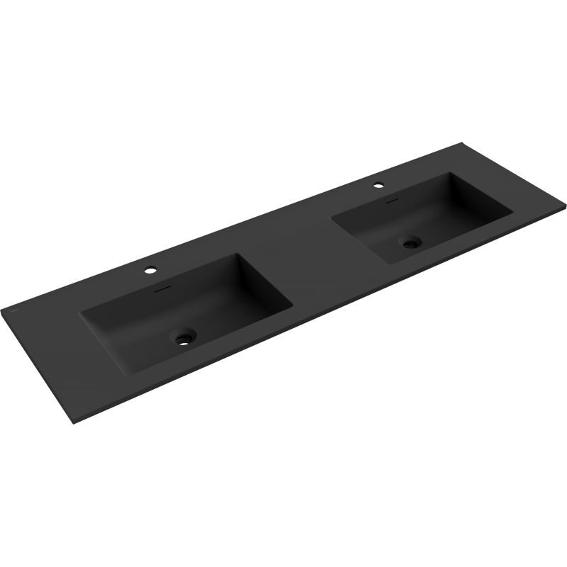 Mexen Otis вградена мивка с двоен плот 161 x 46,5 cm, черен мат - 25181671D