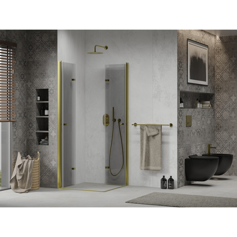 Mexen Lima Душ кабина Duo сгъваема 80 x 80 см, прозрачна, златна - 856-080-080-50-00-02