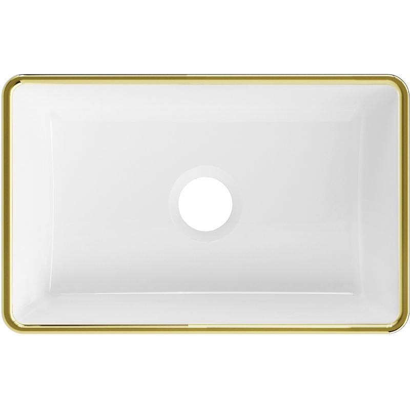 Mexen Nadia умивалник за плот 36 x 23 см, бял/златен кант - 21613605
