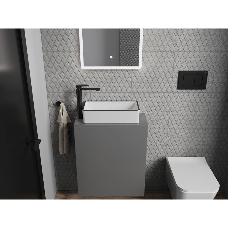 Mexen Nadia мивка за плот 46 х 23 см, бяла/черна граница - 21614607