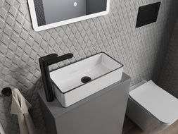 Mexen Nadia мивка за плот 46 х 23 см, бяла/черна граница - 21614607