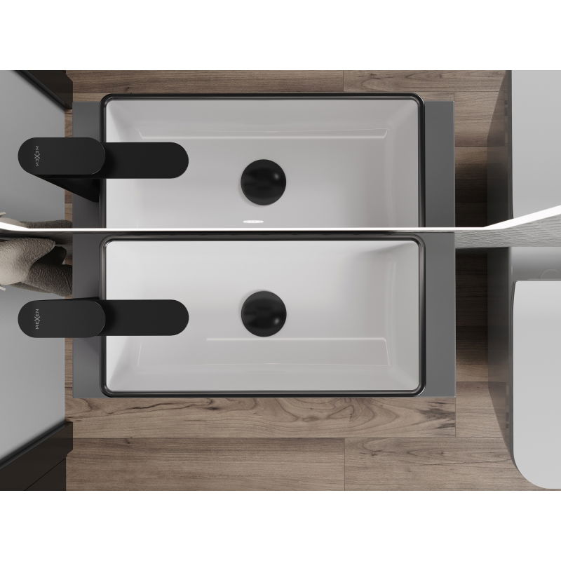 Mexen Nadia мивка за плот 46 х 23 см, бяла/черна граница - 21614607