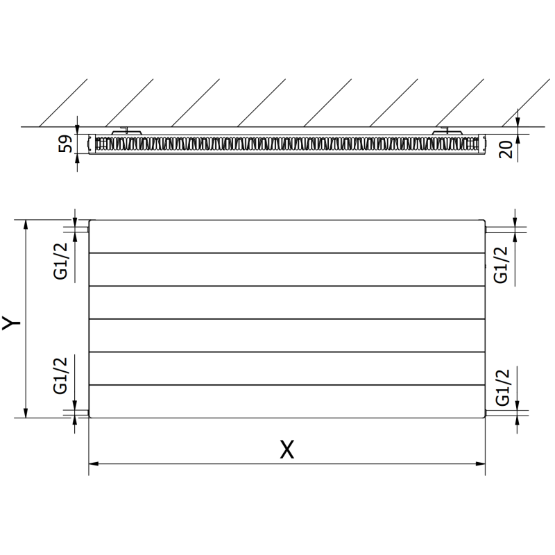 Mexen Line CL11 панелен радиатор 900 x 600 mm, странично свързване, 654 W, антрацит - W411L-090-060-66