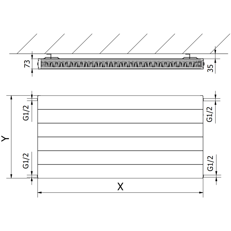 Mexen Line CL21 панелен радиатор 400 x 1300 mm, странично свързване, 1032 W, антрацит - W421L-040-130-66