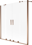 Mexen Velar Duo параван за вана, 2-крилен, плъзгащ се, 140 x 150 см, матирано стъкло, розово злато - 896-140-000-32-60