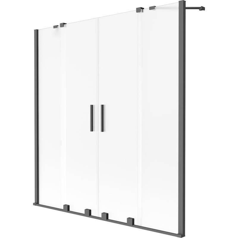 Mexen Velar Duo двукрилен плъзгащ се параван за вана 140 x 150 cm, матиран, gun metal - 896-140-000-32-95