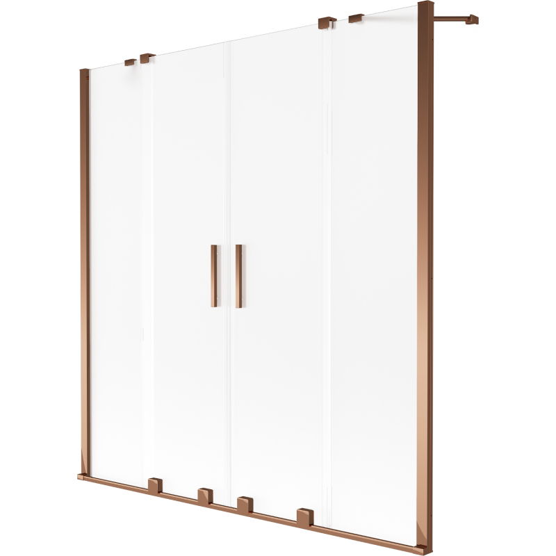 Mexen Velar Duo двукрилен плъзгащ параван за вана 160 x 150 cm, матирано, розово злато - 896-160-000-32-60