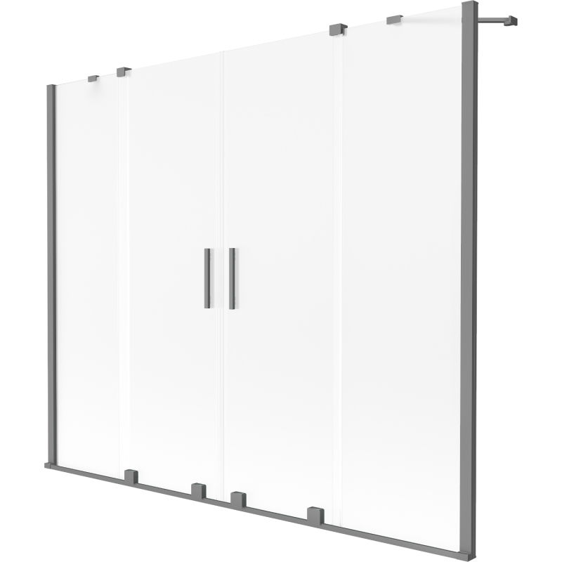 Mexen Velar Дуо параван за вана 2-крилен плъзгащ се 170 x 150 см, матирано, gun metal - 896-170-000-32-95