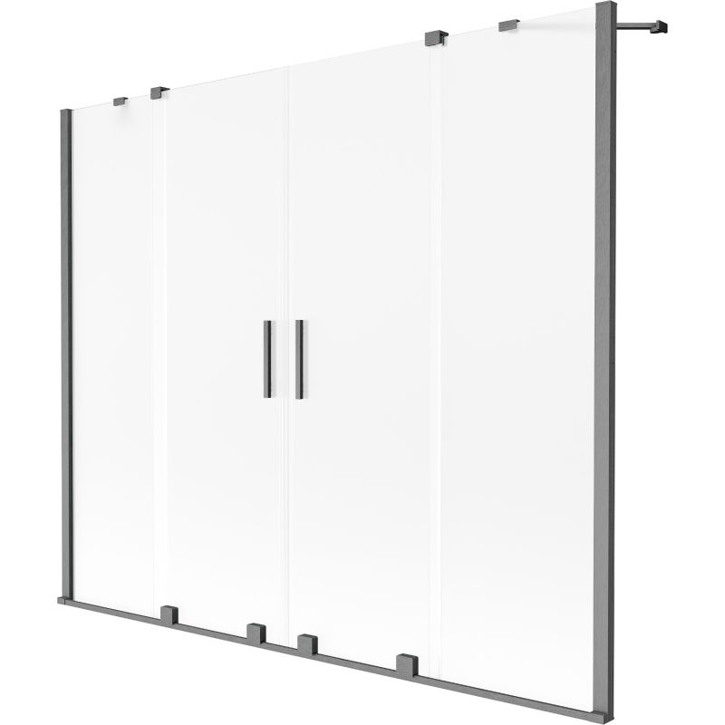 Mexen Velar Duo 2-крилен плъзгащ се параван за вана, 200 x 150 cm, матиран, четка Gun Gray - 896-200-000-32-66