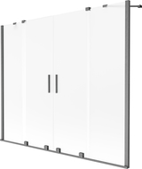 Mexen Velar Duo преграда за вана, двукрилна плъзгаща се 200 x 150 cm, матирана, четкано сиво - 896-200-000-32-66