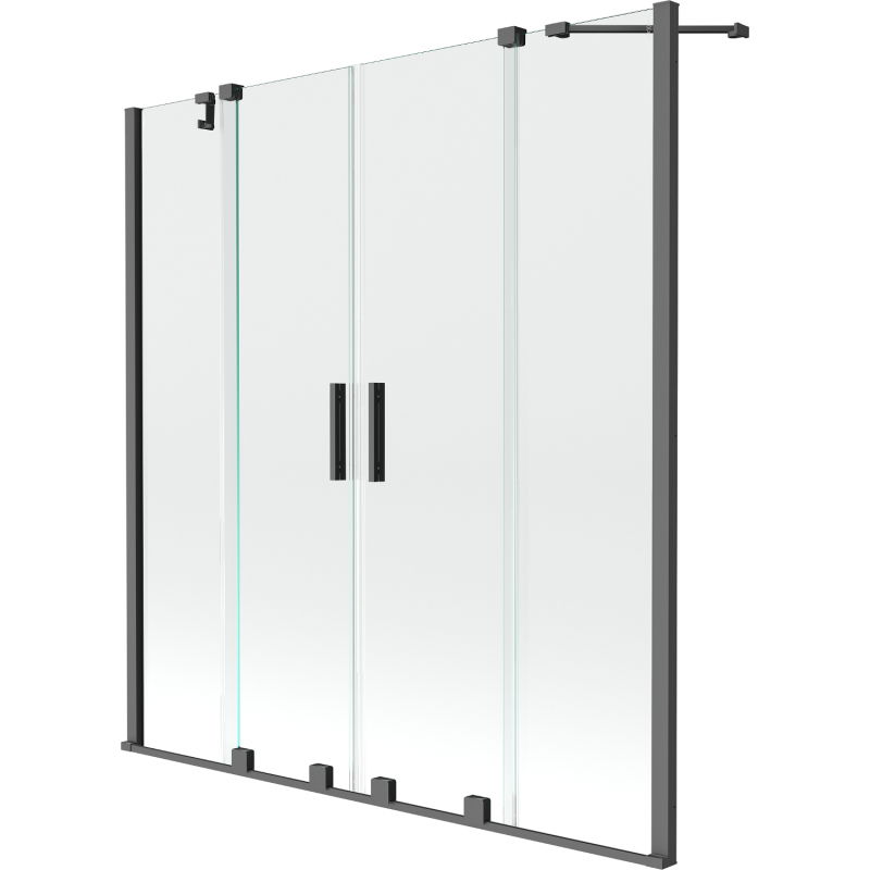 Mexen Velar Duo 2-крилен плъзгащ се душ параван 150 x 150 cm, прозрачен, gun metal - 896-150-000-02-95
