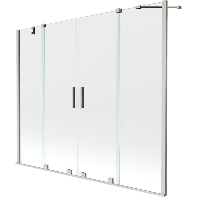 Mexen Velar Duo параван за вана 2-крилен плъзгащ се 200 x 150 cm, прозрачен, матиран никел - 896-200-000-02-97
