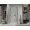 Mexen Lima сгъваема душ кабина 70 x 100 см, прозрачна, златна + корито Flat
