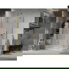 Кабина за душ Mexen Lima сгъваема 90 x 80 см, прозрачна, златна + под душ Flat - 856-090-080-50-00-4010
