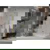 Кабина за душ Mexen Lima сгъваема 90 x 80 см, прозрачна, златна + под душ Flat - 856-090-080-50-00-4010