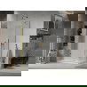 Кабина за душ Mexen Lima сгъваема 90 x 80 см, прозрачна, златна + под душ Flat - 856-090-080-50-00-4010