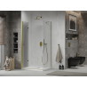 Mexen Lima сгъваема душ кабина 90 x 80 см, прозрачна, златна + корито Flat