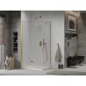 Mexen Лима сгъваема душ кабина 100 x 80 см, прозрачна, златна + поддон Flat - 856-100-080-50-00-4010