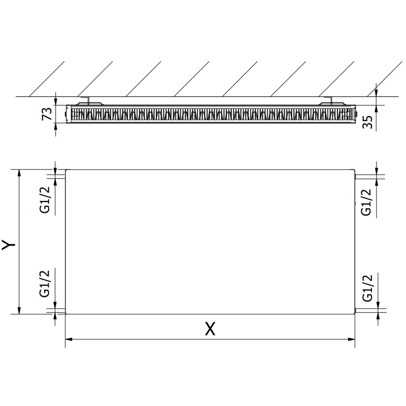 Mexen Flat CF21 панелен радиатор 400 x 1800 мм, странично свързване, 1428 W, черен - W421F-040-180-70