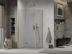 Mexen Лима сгъваем душ кабина 80 x 90 см, прозрачна, златна - 856-080-090-50-00