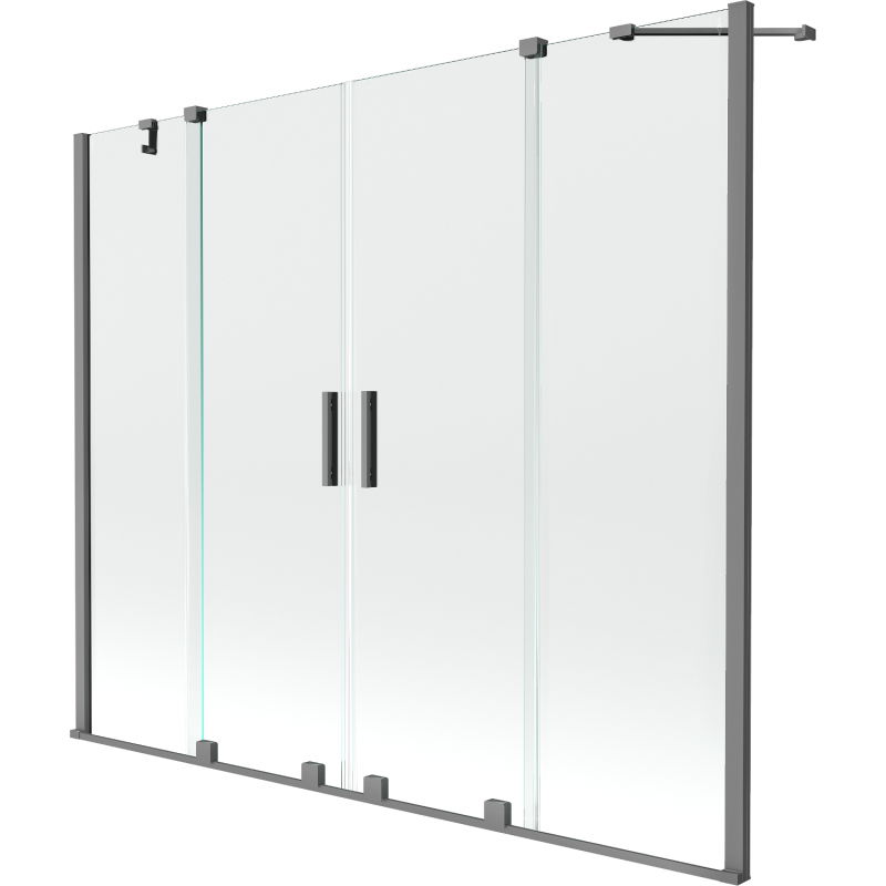 Mexen Velar Двойна вана 2-крилна плъзгаща се 190 x 150 cm, прозрачна, пистолеро метал - 896-190-000-02-95