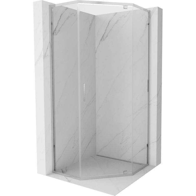 Mexen Exo петоъгълна душ кабина с врата 80 x 80 cm, прозрачна, хром - 812-080-080-01-00