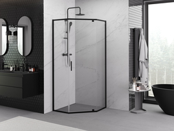 Mexen Exo петстенна душ кабина с врата 80 x 80 см, прозрачна, черна - 812-080-080-70-00
