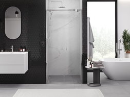 Mexen Exo двойни душ врати отварящи се 80 см, прозрачни, хром - 8182-080-000-01-00