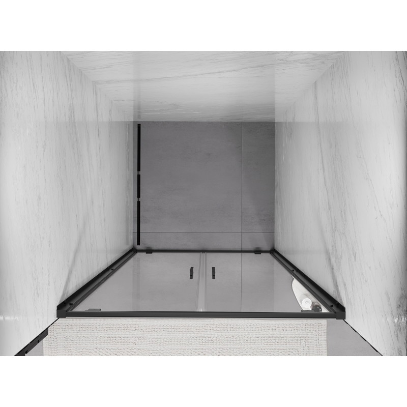 Mexen Exo-BR Duo двукрилни душ врати 80 см, прозрачни, черни - 8182-080-000-70-00