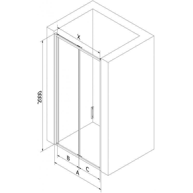 Mexen Exo сгъваеми душ врати 95 см, прозрачни, хромирани - 816-095-000-01-00