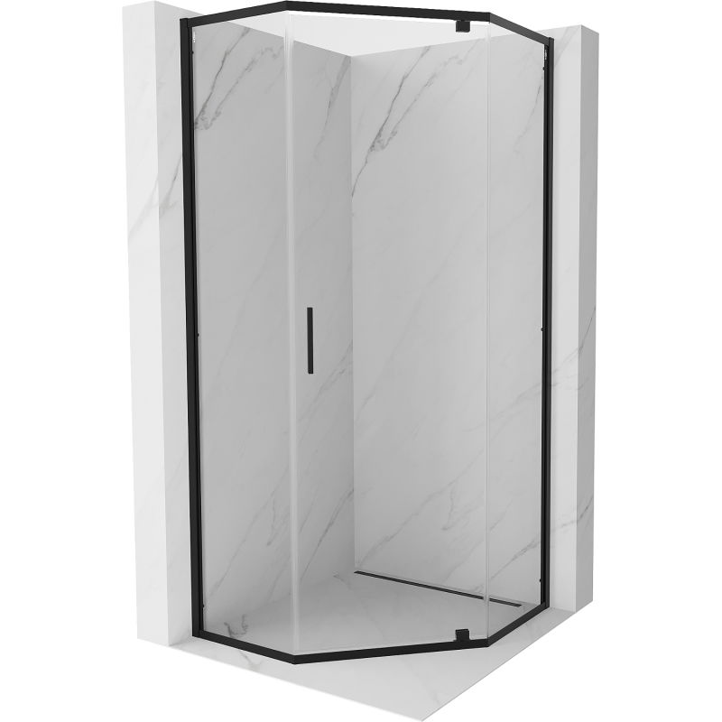 Mexen Exo петостенна душ кабина с отваряща се врата 90 x 90 cm, прозрачно, черно - 812-090-090-70-00