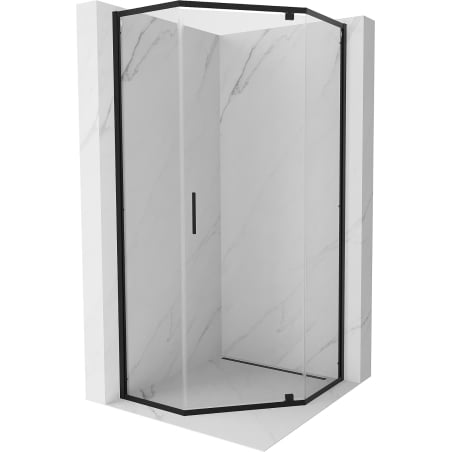 Mexen Exo петостенна душ кабина с отваряща се врата 90 x 90 cm, прозрачно, черно - 812-090-090-70-00