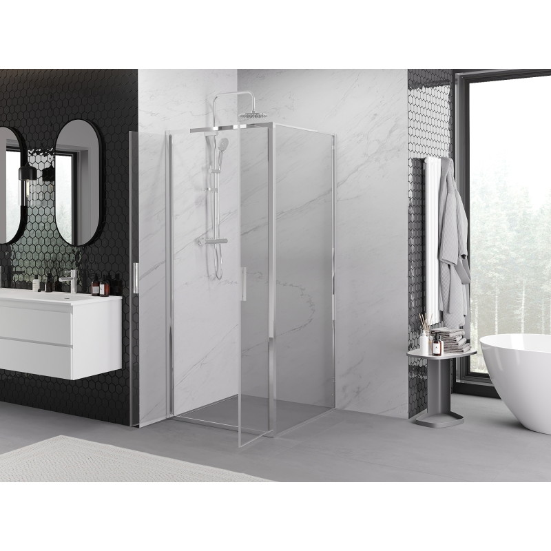 Mexen Exo-B Duo отваряема душ кабина 70 x 70 см, прозрачна, хром - 814-070-070-01-00