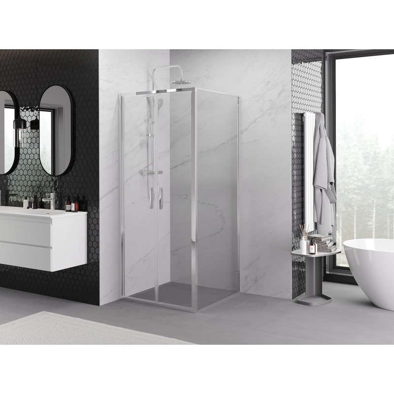 Mexen Exo-B Duo отваряема душ кабина 80 x 80 cm, прозрачна, хром - 814-080-080-01-00