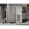 Mexen Lima сгъваема душ кабина 80 x 80 см, прозрачна, златна + тава Flat, черна