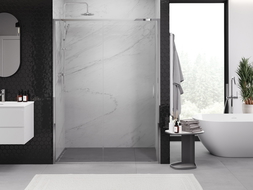 Mexen Exo плъзгащи се душ врати 135 см, прозрачни, хром - 8151-135-000-01-00